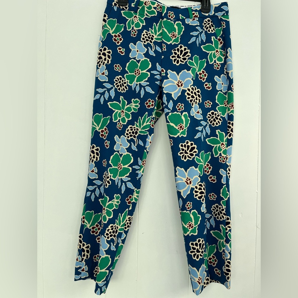 Banana Republic AVERY Blue Floral Mid Rise Cropped Length Straight Size 6